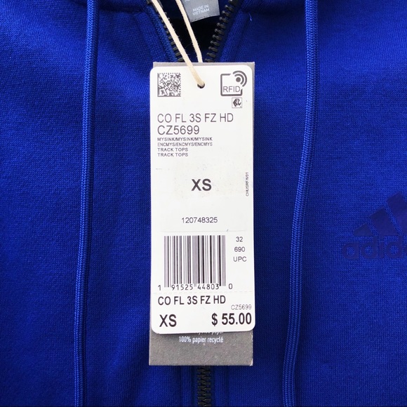 NWT Women’s Adidas blue zip up hoodie - Picture 3 of 3